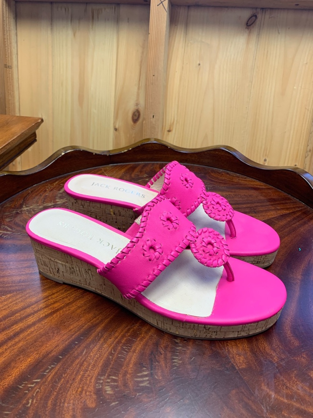 Jack Rogers Hot Pink Cork Wedge Sandals